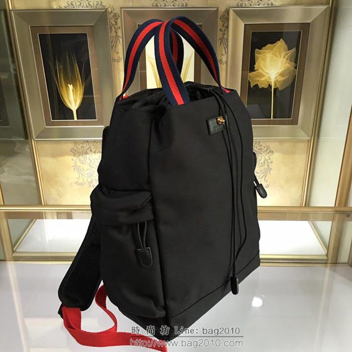 GUCCI 古馳男包 新款 450979 高科技帆布 古馳雙肩背包 黑色 GUCCI手提包